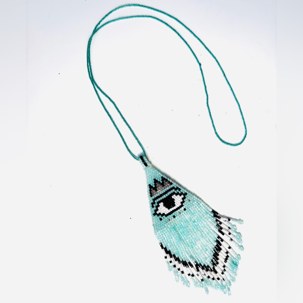 Triangle Evil Eye Seedbead Statement Necklace - Picture 2 of 2